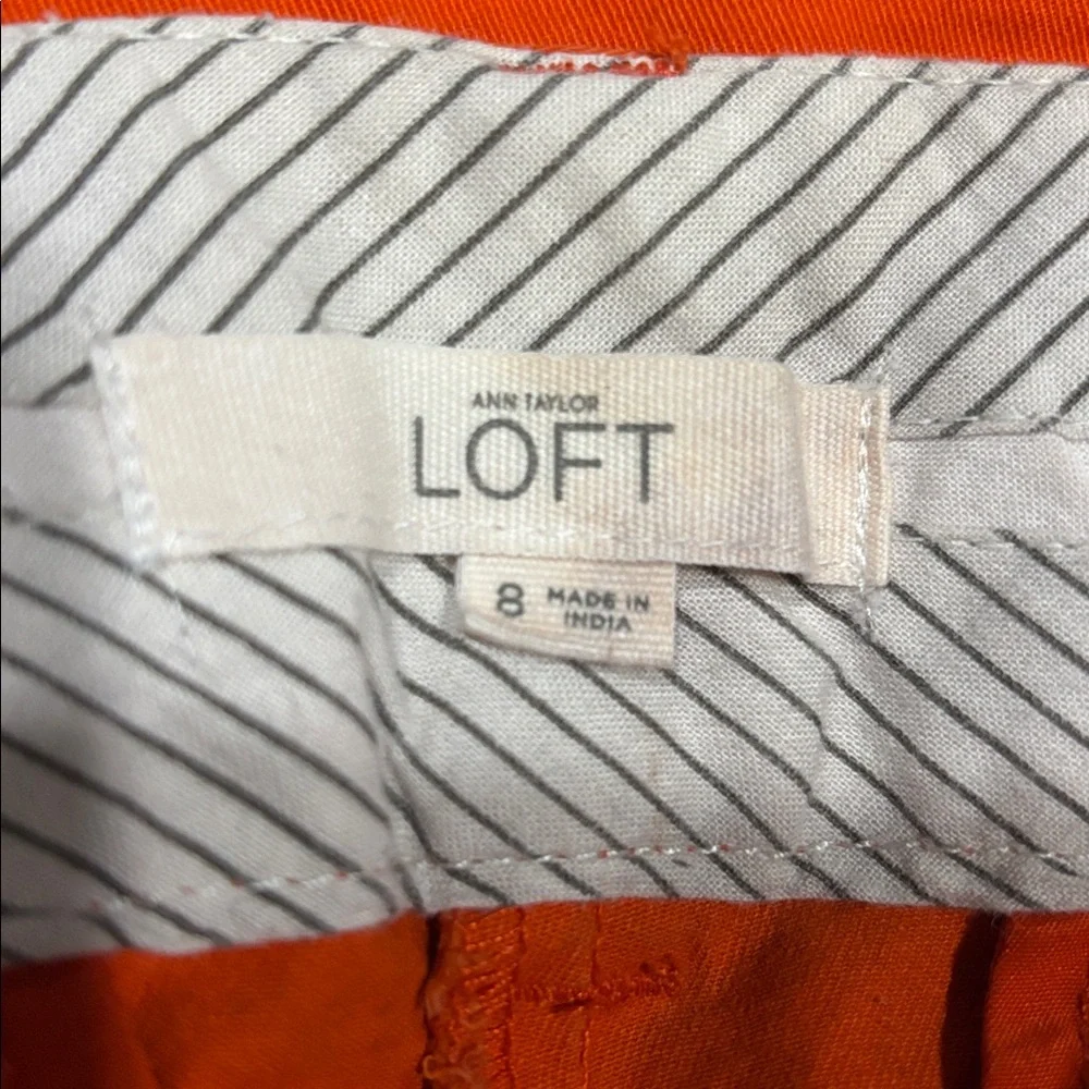 Ann Taylor Loft The Riviera Mid Rise Orange Cotton Blend Chino Preppy Short WN 8